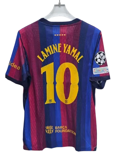 Barcelona jersey with lamine yamal +UCL patches